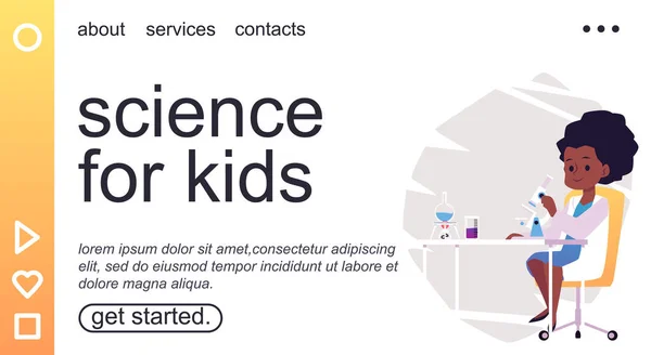 Сайт науки и научного образования для детей, плоская векторная иллюстрация. — стоковый вектор