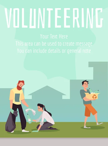 Eco vrijwilligerswerk banner voor straten opruimen, vlakke vector illustratie. — Stockvector