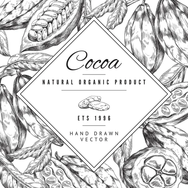 İşleme biçimi ve vektör illüstrasyonunda doğal organik kakao arkaplanı. — Stok Vektör
