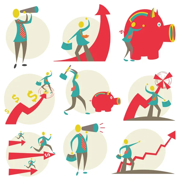 Set of character businessman — Stock Vector