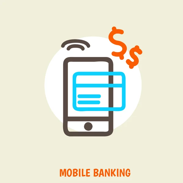 Vector gekleurde illustratie concept voor mobiel bankieren en online payment geïsoleerd op lichte achtergrond — Stockvector