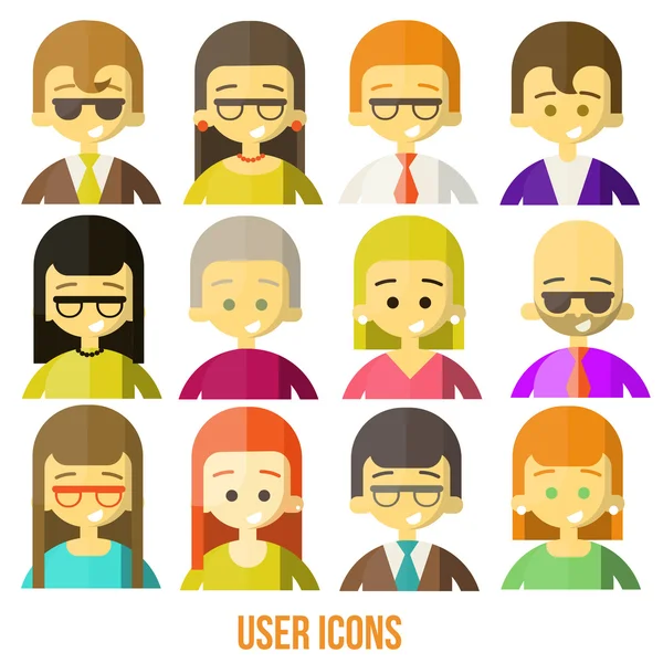 Renkli insan yüzleri daire Icons set — Stok Vektör