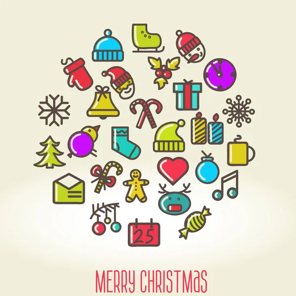 Christmas background with set of icons — Stock Vector