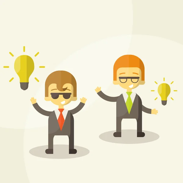 Lamp of idea concept, businessman partners — Stock Vector