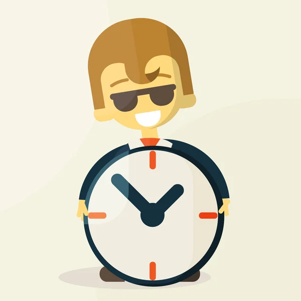 Businessman  with time, business concept in busy and hard working. — Stock Vector