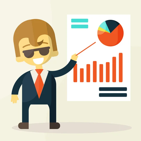 Businessman looking at the graph — Stock Vector