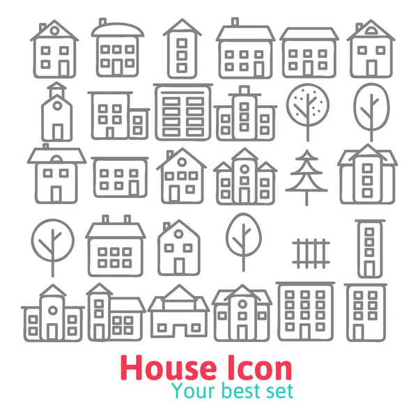 Building icons set. — Stock Vector