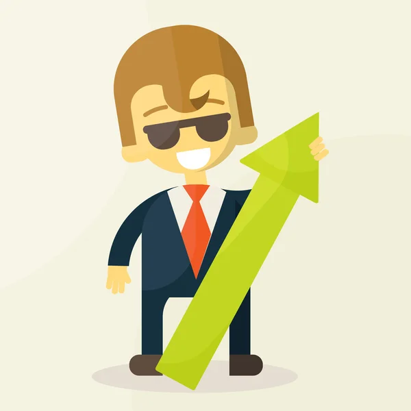 Businessman holding graph up — Stock Vector