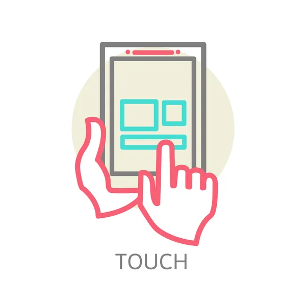 Icona del segno del PC del tablet touch screen — Vettoriale Stock