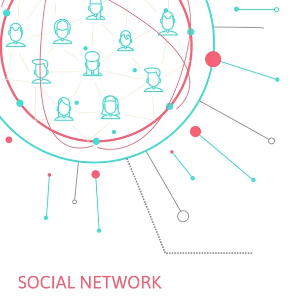 Sociale media cirkels, network illustratie, vector, pictogram — Stockvector