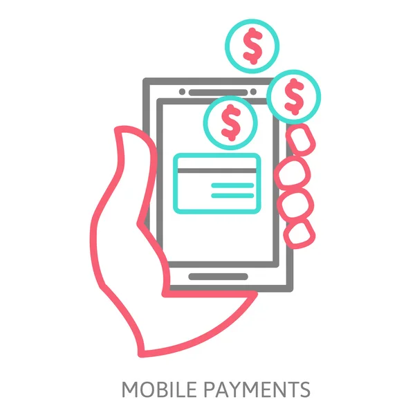 Illustration de conception de ligne dans le traitement élégant moderne du concept de paiements mobiles — Image vectorielle