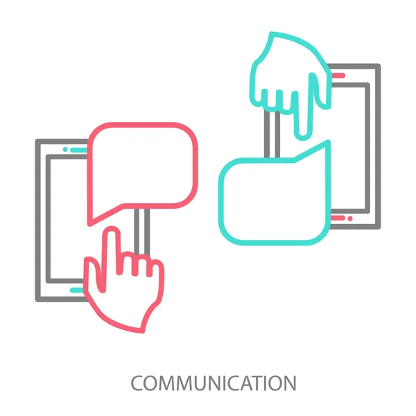 Main et smartphone. Modèle de demande de chat — Image vectorielle