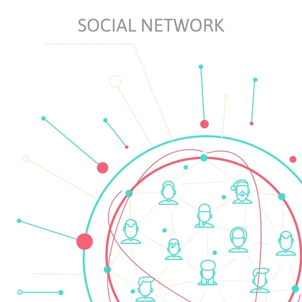 Circoli di social media, Illustrazione di rete, Vettore, Icona — Vettoriale Stock