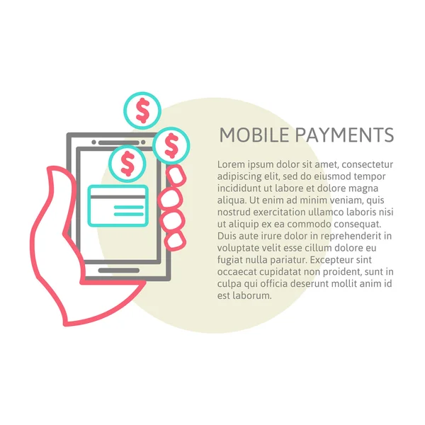 Illustration de conception de ligne dans le traitement élégant moderne du concept de paiements mobiles — Image vectorielle