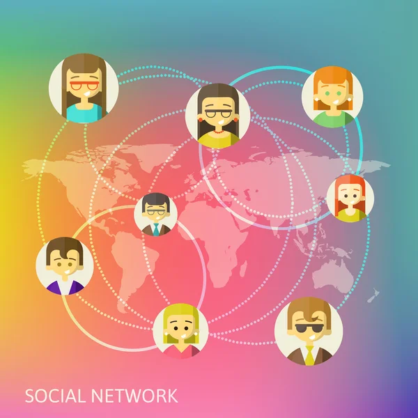Social-Media-Kreise, Netzwerk-Illustration, Vektor — Stockvektor