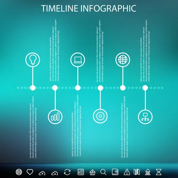 Infografía de línea de tiempo con fondo desenfocado — Vector de stock