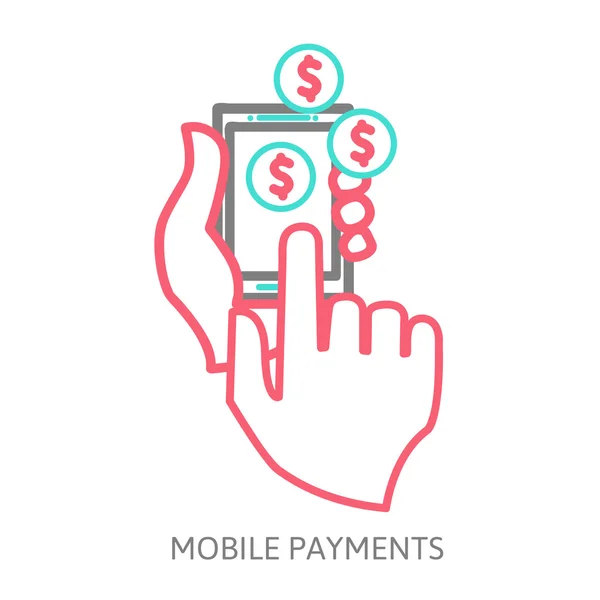 Illustration de conception de ligne dans le traitement élégant moderne du concept de paiements mobiles — Image vectorielle