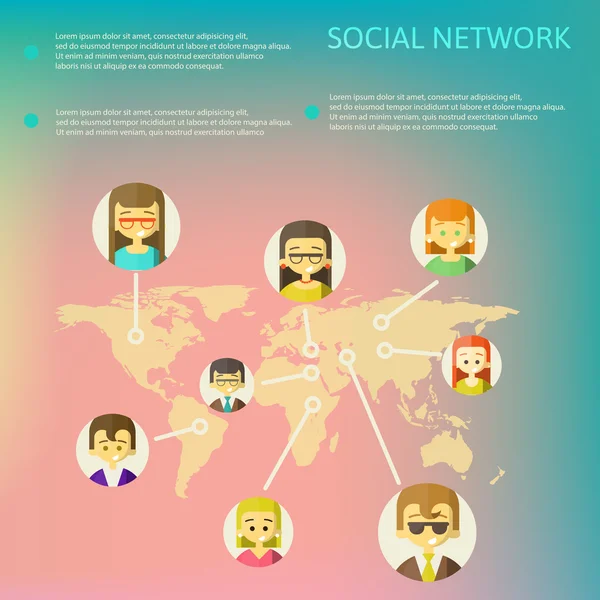 Sociální média kruhy, sítě ilustrace, vektor — Stockový vektor