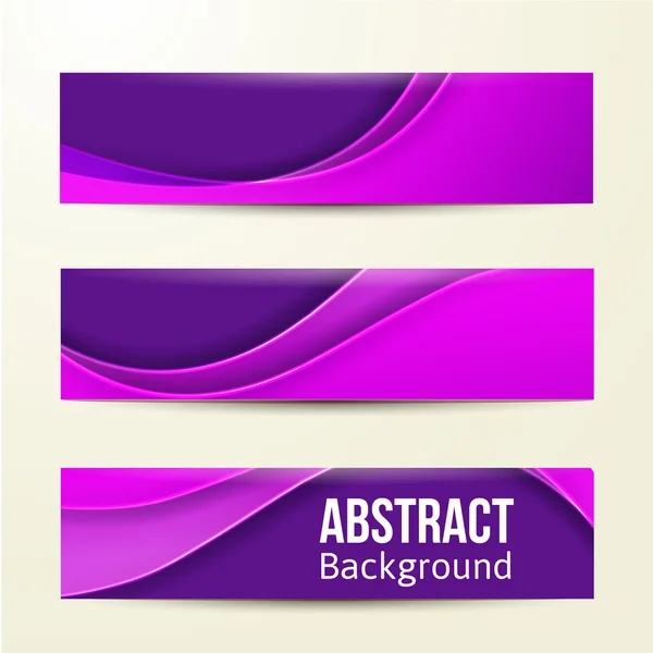 Set van abstracte paarse banners. drie achtergrond. Zakelijke ontwerpsjabloon. — Stockvector