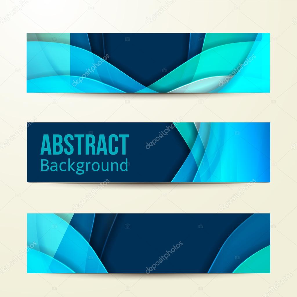 set of abstract blue banners. three background. Business design template.