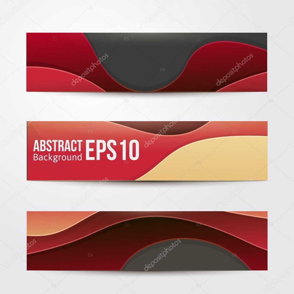 set of abstract red banners. three background. Business design template.