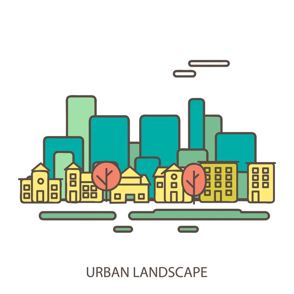 Linearer Hintergrund mit urbaner Landschaft, ein stilvolles modernes Design für Ihr Unternehmen — Stockvektor