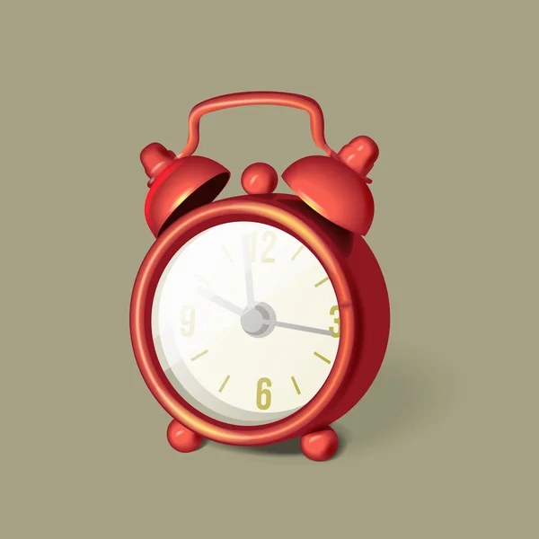Conjunto de reloj despertador clásico con campanas en la parte superior — Vector de stock