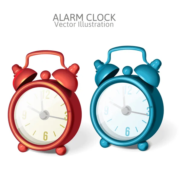 Conjunto de relógio de alarme clássico com sinos no topo — Vetor de Stock