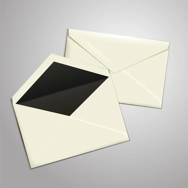 Envelopes brancos em branco abertos e fechados . — Vetor de Stock