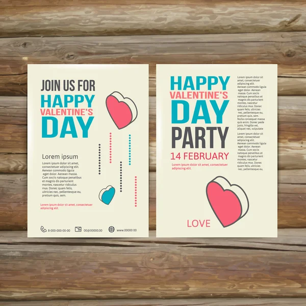 Brochure Flyer Happy Valentines Day ontwerpsjabloon vector. — Stockvector