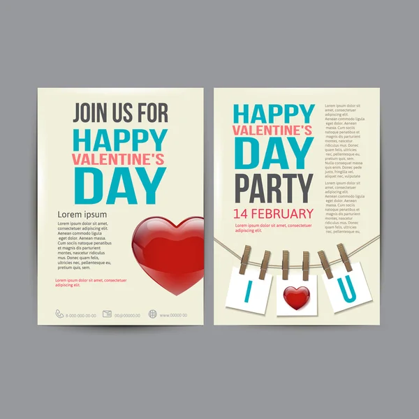 Brochure Flyer Happy Valentines Day ontwerpsjabloon vector. — Stockvector