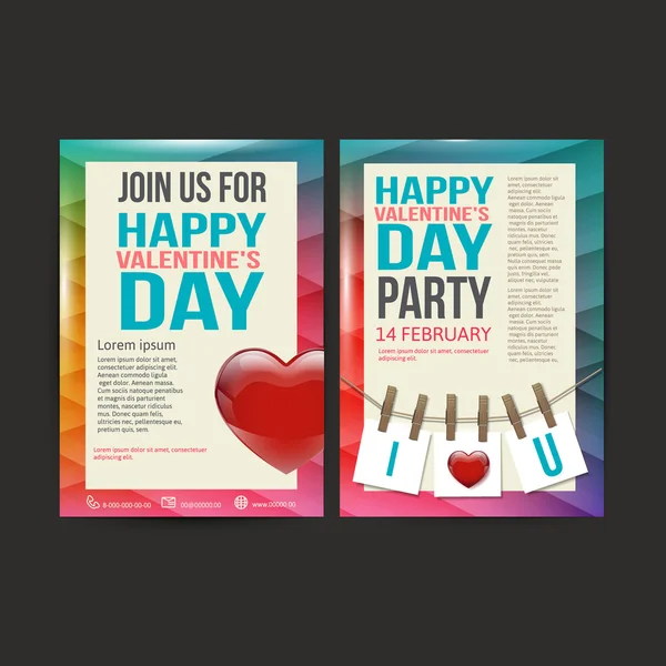 Broschüre Flyer Happy Valentines Day Design Vektor Template. — Stockvektor