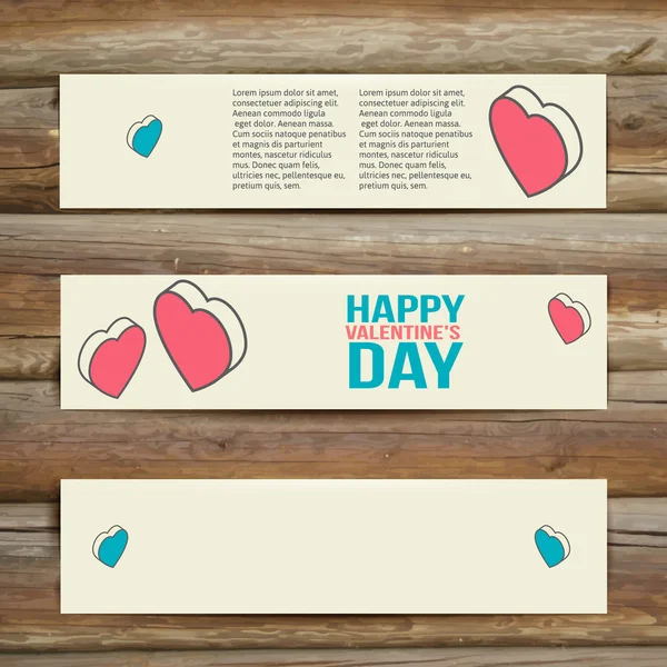 Vector Banners. Set of Three. Abstract Background With Hearts. — Stock Vector