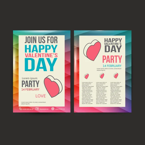 Broschüre Flyer Happy Valentines Day Design Vektor Template. — Stockvektor