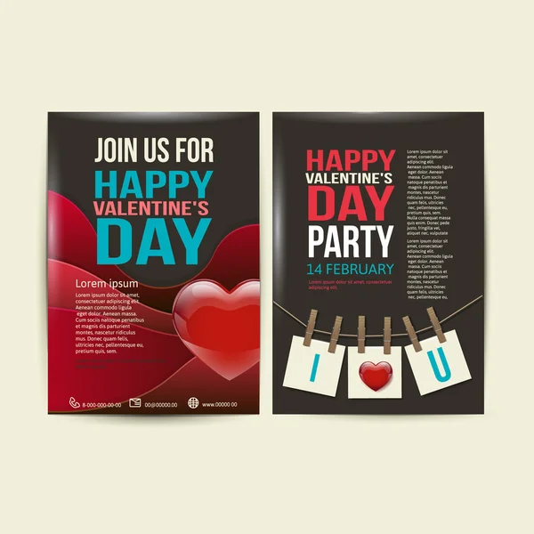 Brochure Flyer Happy Valentines Day ontwerpsjabloon vector. — Stockvector