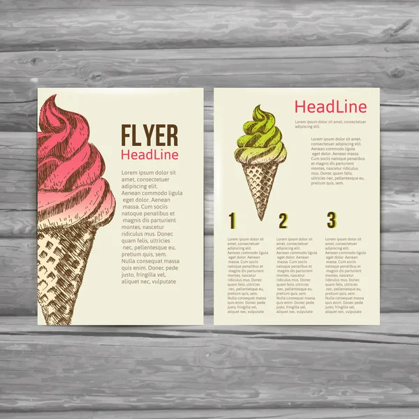 Resumen Folleto Plantilla vectorial de diseño de volante. helado con estilo — Archivo Imágenes Vectoriales