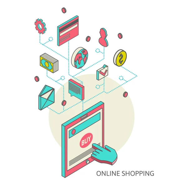 Mobil pazarlama ve çevrimiçi alışveriş için simgeler — Stok Vektör