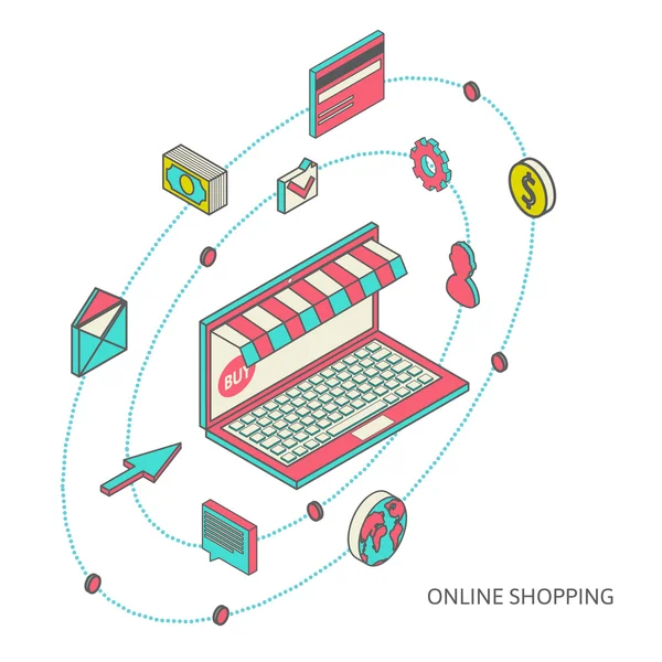 移动营销和网上购物的图标 — 图库矢量图片