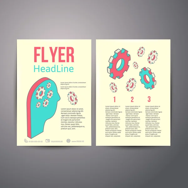 Абстрактний дизайн брошури Флаєр Людська голова з шестернями — стоковий вектор