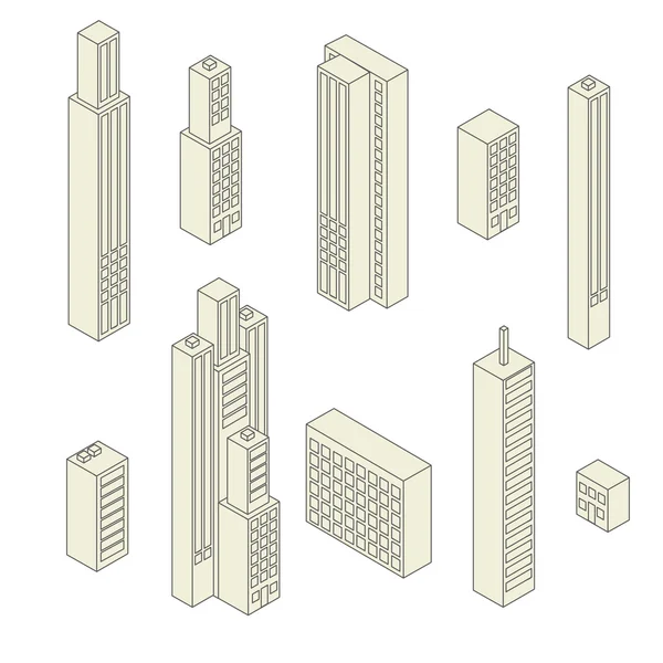 Conjunto de vectores edificios altos — Vector de stock