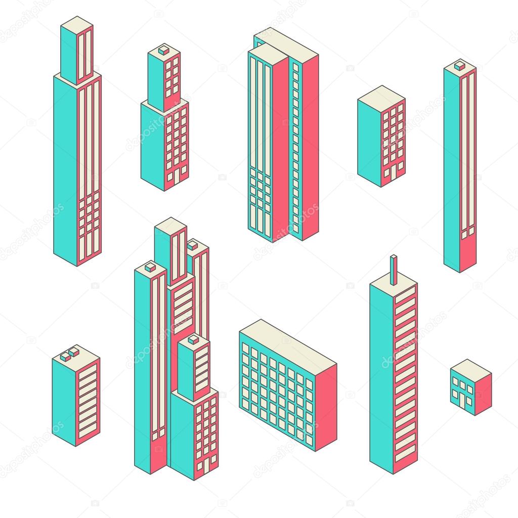 Set of vector tall buildings