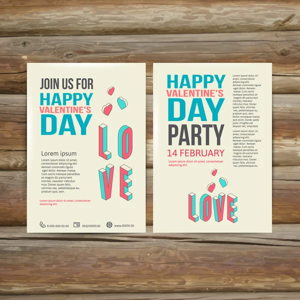 Happy Valentines day party poster design template — стоковый вектор