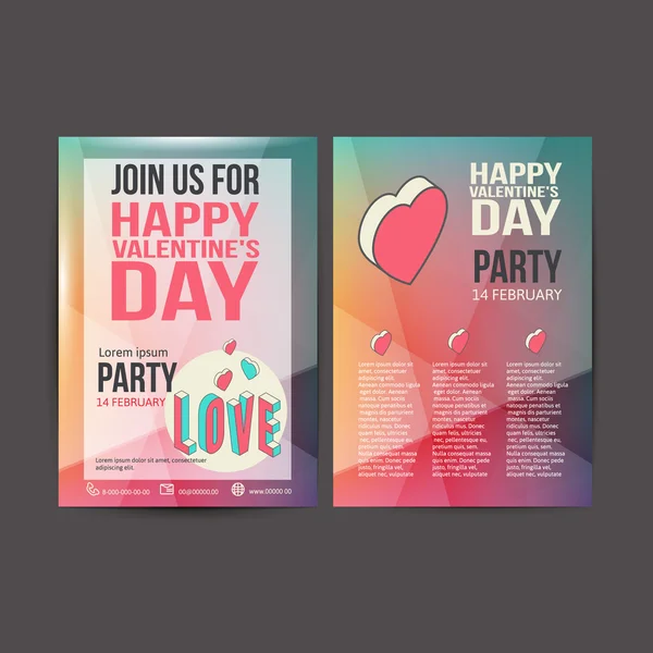 Glückliche Valentinstag Party Poster Design-Vorlage — Stockvektor