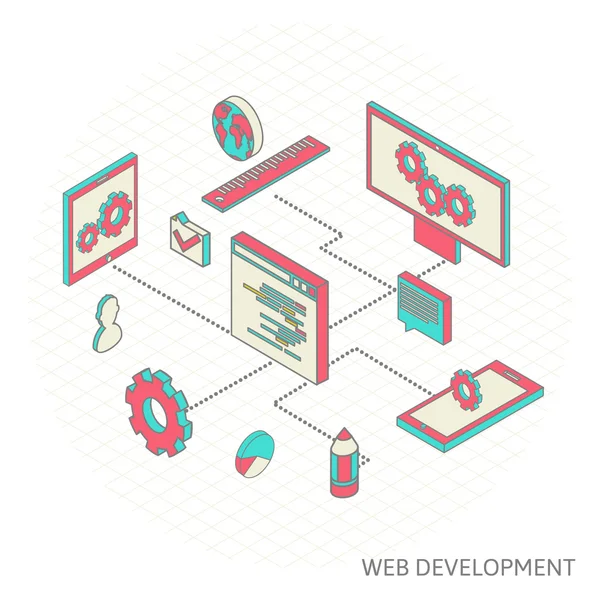 Isometric illustration of website analytics — Stock Vector