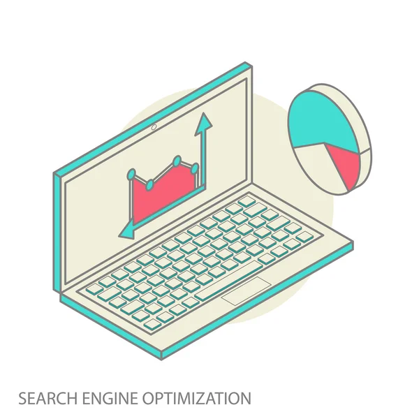 Diseño isométrico concepto moderno de análisis de sitios web y análisis de datos SEO — Vector de stock