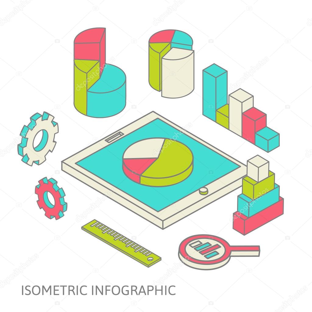 isometric business finance analytics, chart graphic