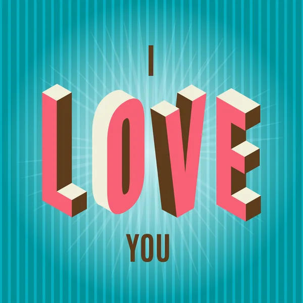 Boldog Valentin-napi üdvözlőlap, szeretlek — Stock Vector