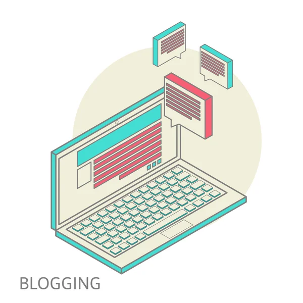 Desain Isometrik Konsep modern blogging - Stok Vektor