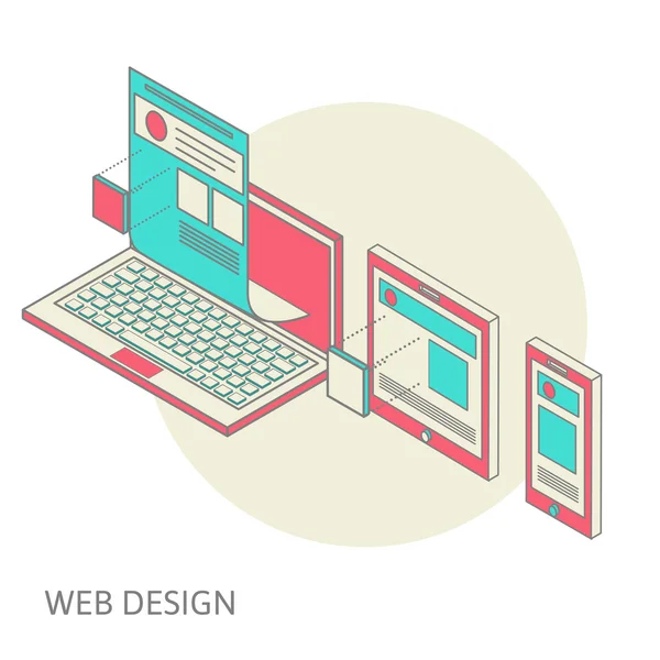 Proceso de desarrollo de diseño de sitios web móviles y de escritorio — Archivo Imágenes Vectoriales