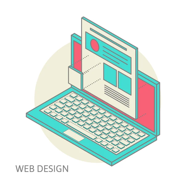 Mobile e desktop processo di sviluppo del sito web design — Vettoriale Stock